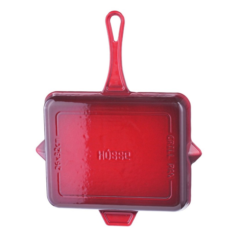 Emajlová liatinová panvica na grilovanie Hosse, Rubin, 26x32cm | Liatinová panvica na grilovanie | Liatinová panvica |